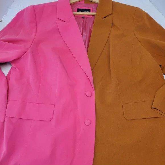 ELOQUII Colorblock Blazer Jacket Pink Brown Two Tone Oversized Womens Size 26